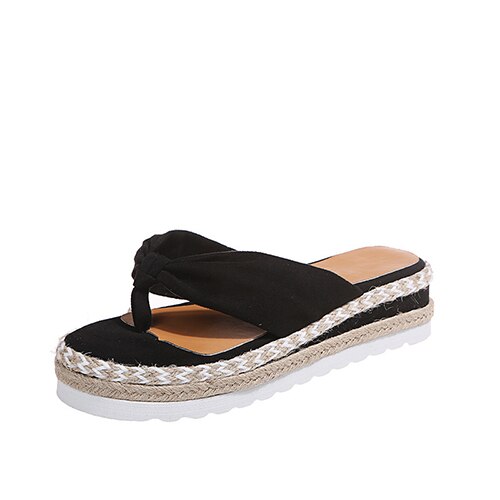 Back  To School Outfit  lovevop  Women Platform Flat Slippers Flip Flops Female Hemp Casual Summer Beach Slides Ladies Fashion Comfort Footwear Plus Size