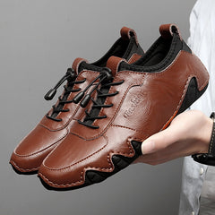 lovevop  Luxury Designer Men's Leather Casual Shoes Black Brown Waterproof Male Sneakers Flat Oxford Shoes For Men Chaussure Homme