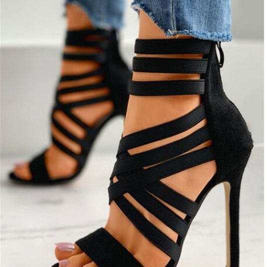 Thanksgiving  lovevop    New Summer Women's Shoes   Open Toe Gladiator Shoes Women's High Heels Dress Party Wedding High Heels Sandals