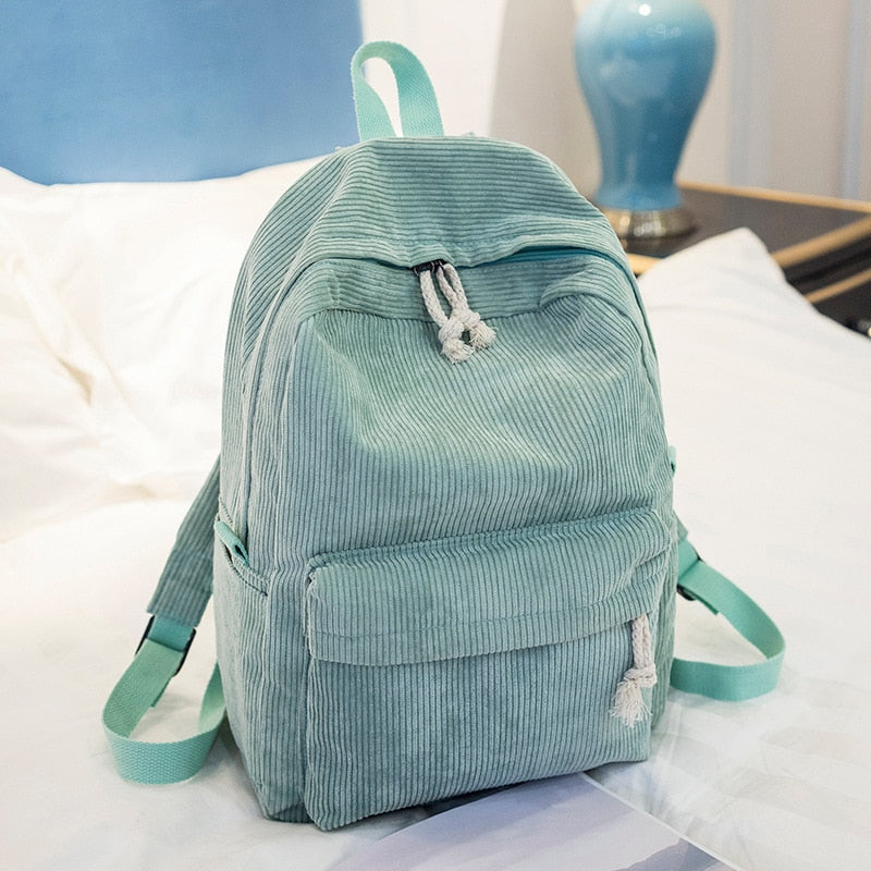 Back to college College Style Soft Fabric Backpack School Bag Female Corduroy Design School Backpack For Teenage Girls Striped Backpack Women