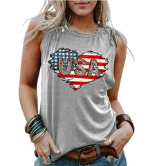 USA American Flag 3D Print Tank Tops Oversized Women Sleeveless Vest Y2k Streetwear Off Shoulder Camisole Harajuku Clothing