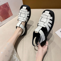 Back to college New Summer Sandals Women's Casual Trend Platform Low Heel Elegant Beach Fashion Gladiator Weave Comfort Free Shipping