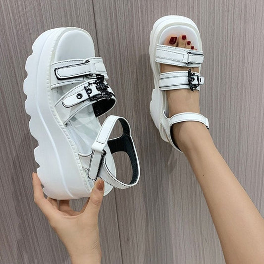 lovevop  Women's Platform Sandals Fashion Punk Gothic Wedge Sandals Women Platform Casual Woman High Heels Sandales Femmes Été