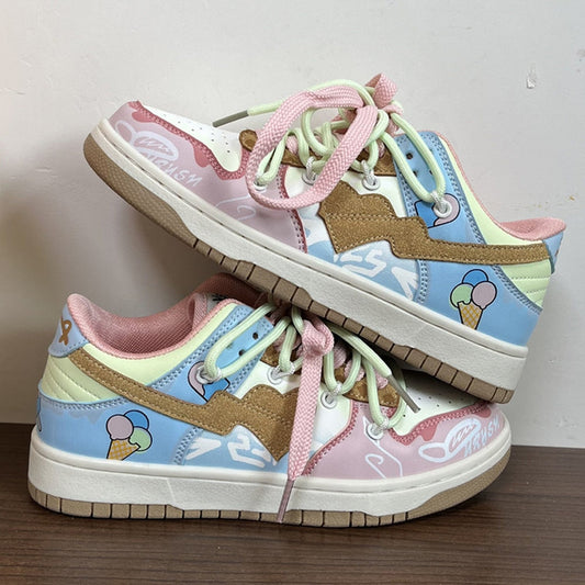 Thanksgiving lovevop Women's Sneakers Sports Shoes Kawaii Platform Flats Harajuku Casual Fashion Pink Women Vulcanized Shoes Spring