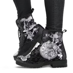 lovevop Skull Flower Print High-Top Boots Women Boot Autumn Winter Fashion Women Tooling Ankle Boots Women Boots Women Botas Mujer