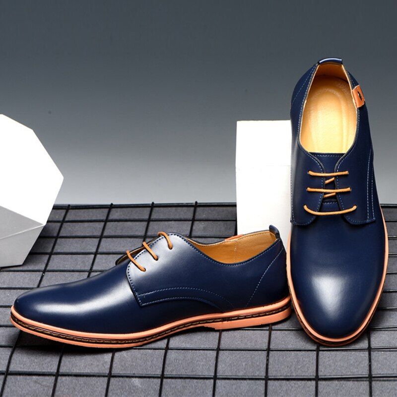 lovevop  Men Leather Shoes  Spring Fashion Round Toe Tooling Single Shoes Male Large Size Comfortable Breathable Casual Leather Shoes