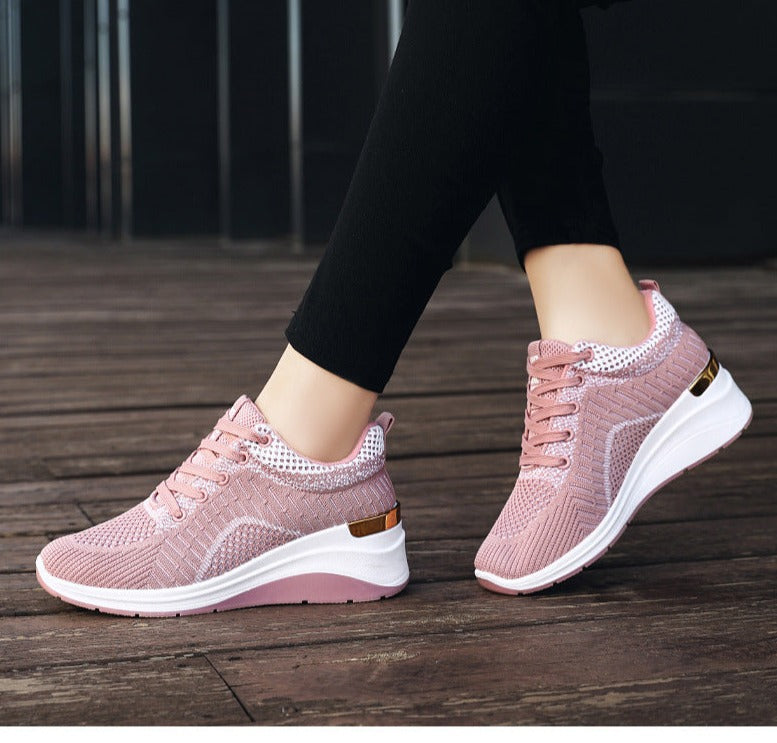 lovevop  Ladies Platform Sneakers Fashion Versatile Flat Sneakers Mesh Breathable Ladies Casual Shoes Zapatos Casuales De Mujer