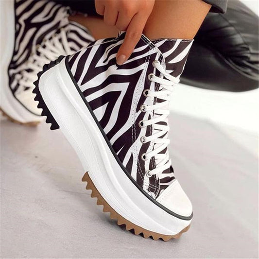 lovevop  Sneaker Shoes For Women  Zebra Platform Canvas Shoes Fashion Woman Sport Casual Vulcanized Shoes Female Chaussure Femme