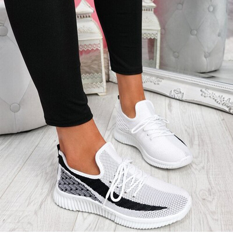 Back To School lovevop  Women Sneakers Ladies Mesh Breathable Sport Shoes Woman Mix Color Casual Vulcanized  Women's Flats Female Plus Size 43