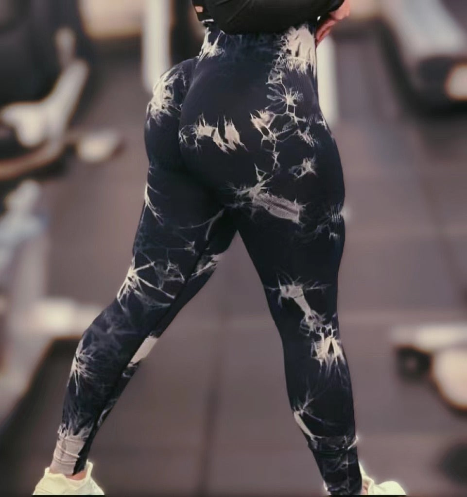 Women's Tiedye Gym Leggings Seamless Mujer Push Up Booty Pants Yoga Leggins