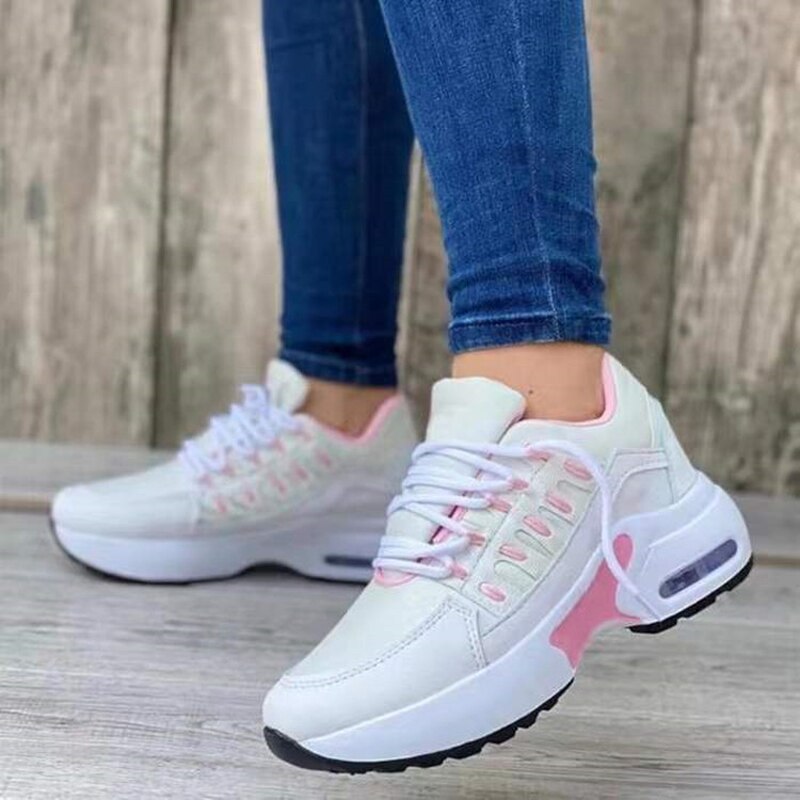 lovevop   Comfortable Outdoor High-Quality Walking Shoes Women's White Shoes Spring Autumn New Lace-Up Flat Casual Sports Shoes