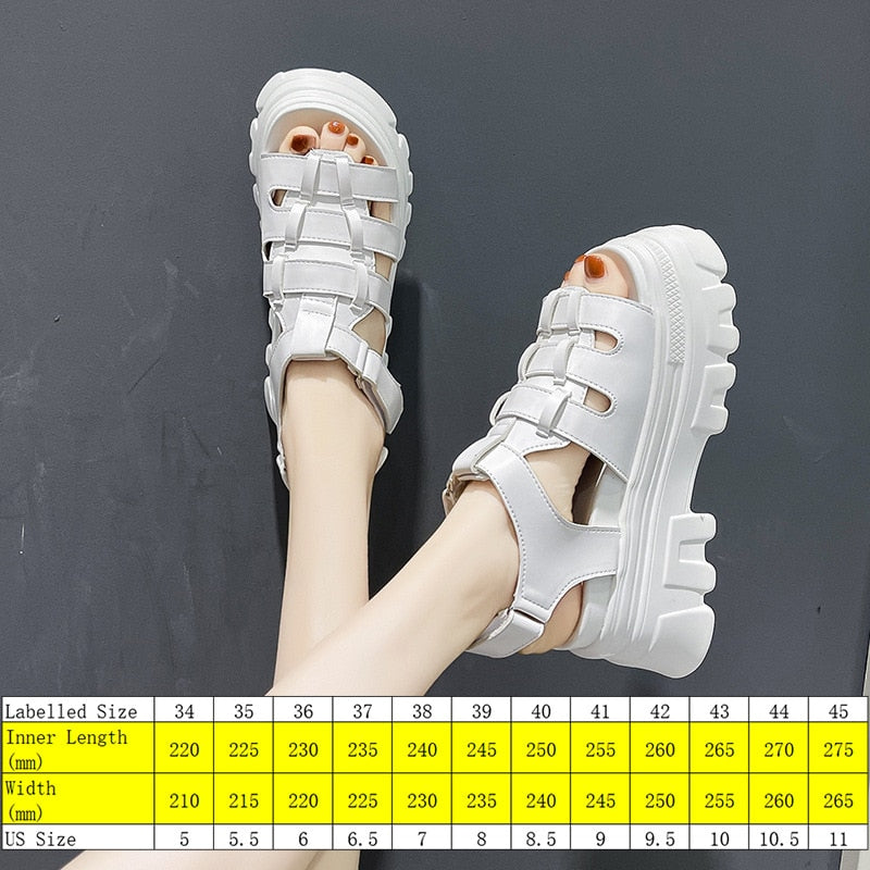 lovevop  8Cm Women Summer Shoes Open Toe Platform Wedge Sandals Hook Loop Women Casual Shoes Beach Sandálias Das Mulheres