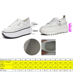 lovevop  Genuine Leather 8Cm Dad Shoes Chunky Sneakers Platform Heel Wedge Women Winter Shoes Vulcanized Sneakers Tenis De Mujer