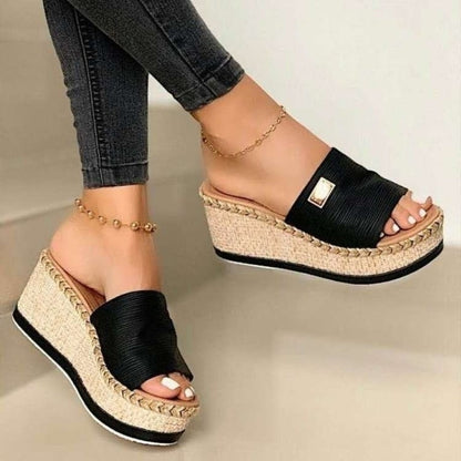 lovevop Back to college Womens High Heels Sandal Thick Bottom Casual Shoes Ladies Leisure Summer Wedges Sandals Woman Shoes Women Platform Mules Slipper