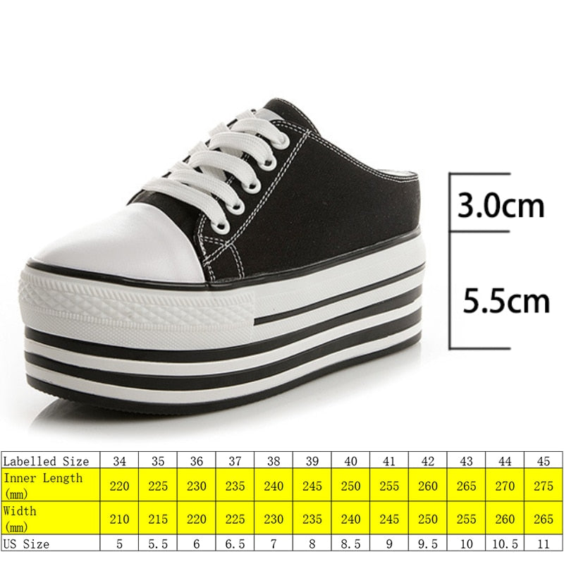 lovevop   Spring Summer Casual Shoes Women's Fashion Breathable Canvas Women Slippers Round Head Lace Up Platform Women's Shoes