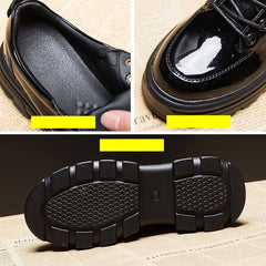 lovevop  8Cm Leather Shoes Oxford Loafer Genuine Leather Patent Platform Wedge Spring Autumn Shoes Sneakers Summer Fashion Sneakers