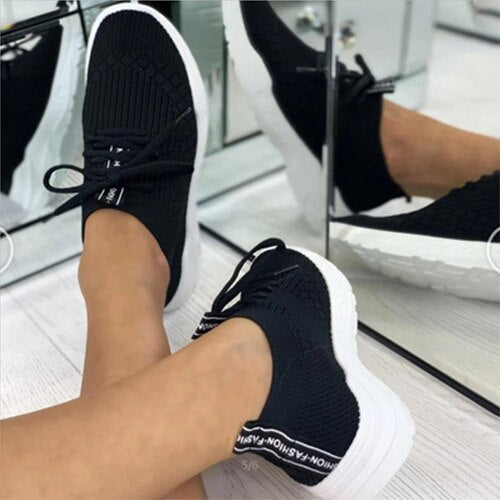 Back to school lovevop  Women's Breathable Sneakers Ladies Knitted Sock Vulcanized Female Light Tennis Shoes Woman Comfort Flat Women Footwear Plus Size