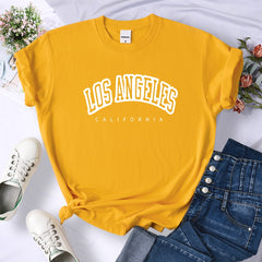 Los Angeles California Funny Letter Print Womens T-Shirt Street Breathable Short Sleeve Fashion Casual Clothes Summer Tshirts