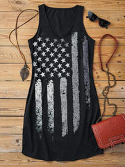 American Flag Star Striped Tank Mini Dresses for Women Summer