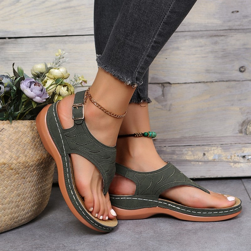 Back to school outfit lovevop  lovevop Summer Oxford Women Sandals Flats Slippers Pu Leather Flip Flops Belt Buckle Female Shoes  New Rome Fashion Women Slides