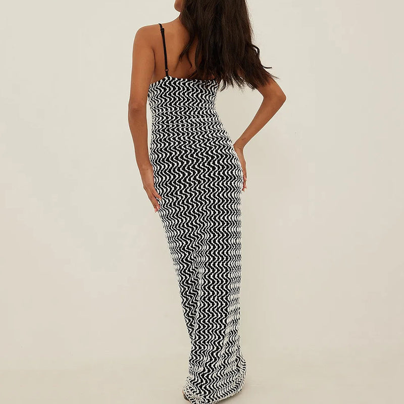 Back to college  Stripe Print Sleeveless Slips Backless Maxi Prom Dress   Bodycon Summer Elegant Outfit Party Y2K  Items