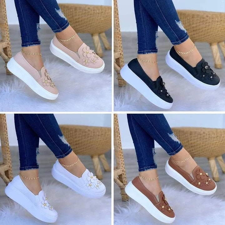 Back to school outfit  lovevop   White Shoes Women Fashion Round Toe Platform Shoes Casual Shoes Women Lace Up Flats Women Loafers Zapatos Mujer Plus Size