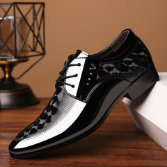 lovevop   Men Leather Shoes Spring New Fashion Bright Business Formal Wear Shoes Comfortable Breathable Large Size Male Shoes