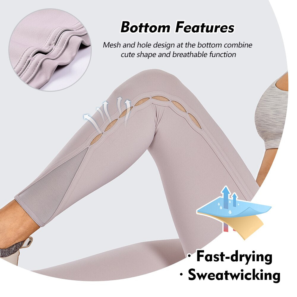 High Waisted Workout Pants 7/8 Yoga Leggings with Hole - Naked Feeling - 25 Inches