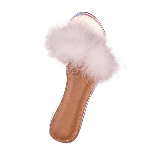 Back to school lovevop  Summer Women Fur Slipper  Woman Feather Slide Footwear Plush Non Slip Flat Shoes Female Outdoor Ladies Beach Shoe