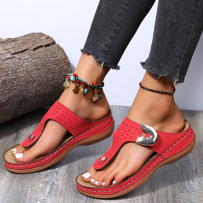 Back to college  Summer Women Wedge Sandals Premium Orthopedic Open Toe Sandals Vintage Anti-Slip Leather Casual Female Platform Retro Shoes