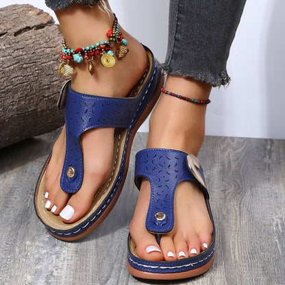 Back to college  Summer Women Wedge Sandals Premium Orthopedic Open Toe Sandals Vintage Anti-Slip Leather Casual Female Platform Retro Shoes