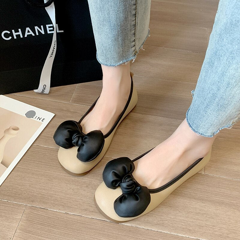 lovevop  Lolita Shoes Bow Mary Janes Shoes Platform Women Flats Leather Square Toe Casual Shoes Women Princess Shoes Women's Shoes