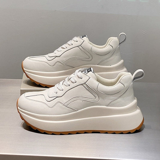 lovevop  Fashion Women Shoes Platform Sneakers Ladies Lace-Up Casual Shoes Breathable Walking Shoes White Flat Sneaker