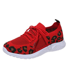 「lovevop」Women's Breathable & Lightweight Sneakers, Leopard Pattern Lace-up Running Shoes, Women's Footwear