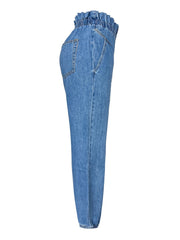 「lovevop」Paper Back Waist Denim Bloomers Elastric Band Close Legs Loose Fit Deinim Jeans, Women's Denim Jeans, Women's Clothing