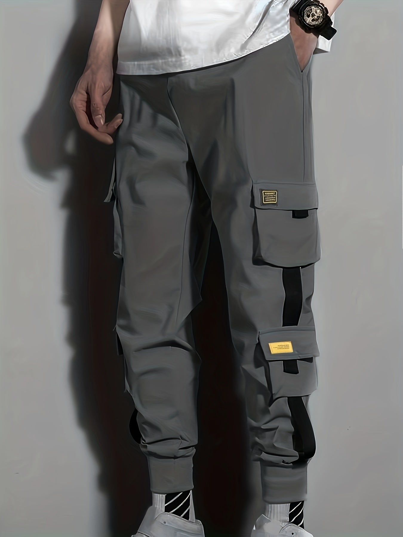 「lovevop」New Men's Thin Flap Pocket Cargo Joggers Pants