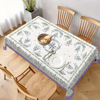 1pc Romantic Lilac Field Tablecloth - Spring/Summer Decor - Stain/Wrinkle-Free, Ideal for Home, Kitchen, Dining, Parties, & Gifts