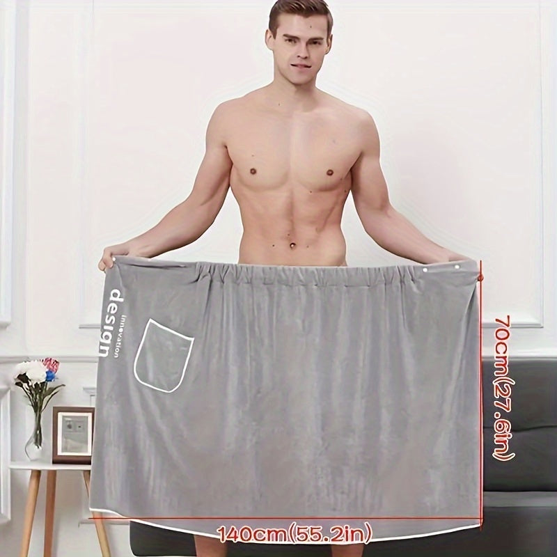 Two-piece Set Men's Bath Towel Home Use Coral Velvet Absorbent Can Be Worn Or Wrapped Towel Beach Towel Camping Towel