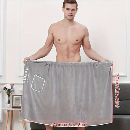 Two-piece Set Men's Bath Towel Home Use Coral Velvet Absorbent Can Be Worn Or Wrapped Towel Beach Towel Camping Towel