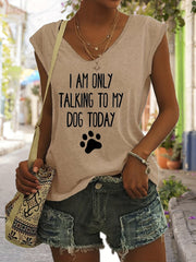 「lovevop」Only Talk To My Dog Print Tank Top, Sleeveless Casual Top For Spring & Summer, Women's Clothing