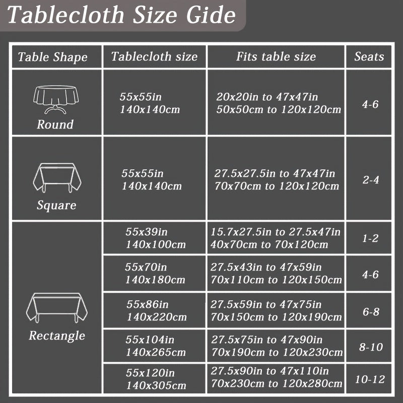 1PC Waterproof & Oil-Proof Polyester Rectangle Tablecloth, Simple Style for Picnic, Holiday Party, Home Decor