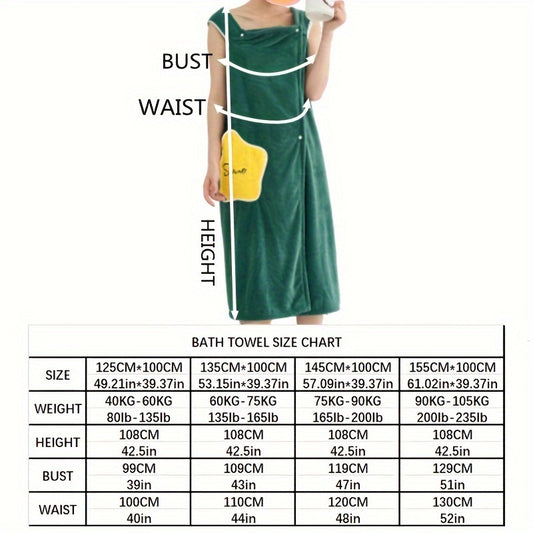 1pc Plush Quick-Drying Spa Bathrobe with Pocket - Bath Towels for Women with Thick Straps, Absorbent, Comfortable, Soft Wrap Towel for Home, Bathroom, Sauna, and Daily Use - Luxurious Bathroom Accessories for Relaxation