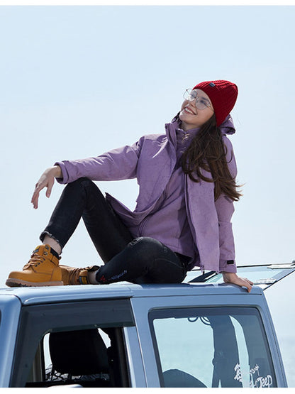 two-piece Women's 3-in-1 Camo Hooded Jacket - Windproof and Warm Fleece Set