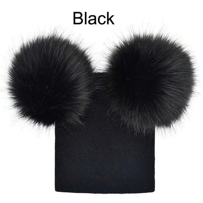 Thermal Double Ball Beanie Hat - Soft, Breathable, Windproof, and Warm Knitted Hat for Outdoor Sports and Skiing - Ultimate Cold Weather Accessory