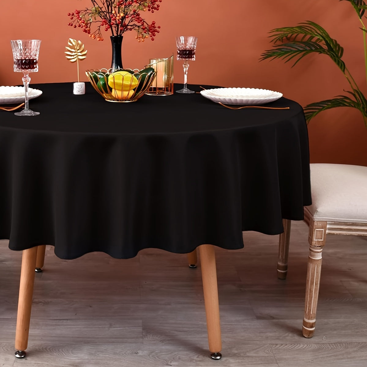 1pc, Polyester Tablecloth, Modern Simple Anti-wrinkle Large Table Cover, Waterproof And Oil-proof Table Cloth, Picnic Or Holiday Party Table Decor, Room Decor, Dining Table Decor