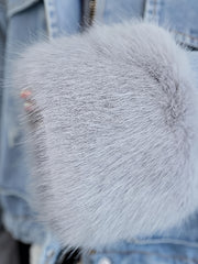 Lovevop-Fluffy Plush Collar & Cuffs Winter Warm Fur Fleece Coat, Extra Large Square Pockets Drawstring Hem Denim Jacket, Women's Denim Jackets