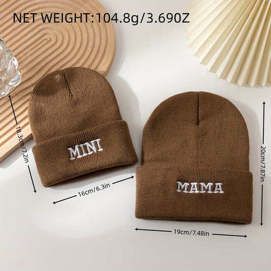 Parent-Child Set Soft Touch Cotton Beanie - Skullies & Beanies for Women, Stylish Solid Color Knitted Hat, Elasticity, Lightweight, Versatile Headwear, Caps for All Seasons, Daily Wear, Outdoor Activities