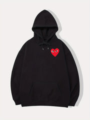 「lovevop」Heart Print, Men's Casual Loose Wear Hoodie, Drawstring Hoodie With Kangaroo Pocket