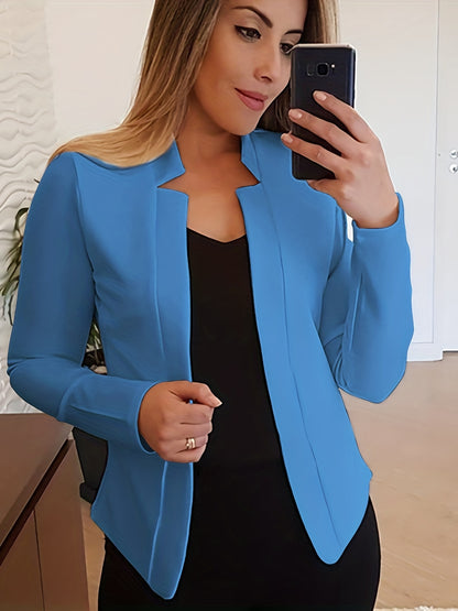 「lovevop」Solid Split Open Front Blazer, Elegant Long Sleeve Blazer, Elegant & Stylish Tops For Office & Work, Women's Clothing