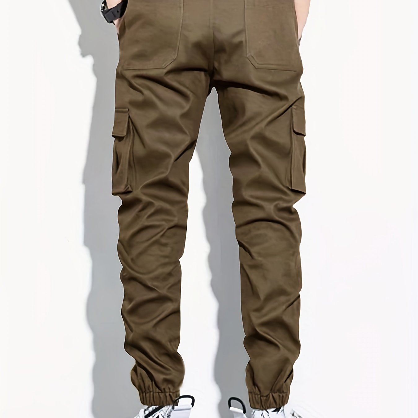 「lovevop」Men's Drawstring Flap Pocket Cargo Pants, Trendy Jogger Pants